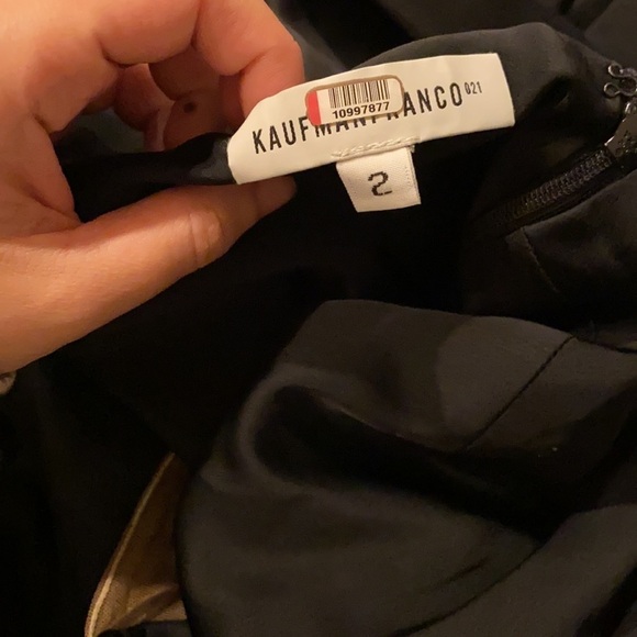 Kaufman Franco / black onyx column one shoulder illusion gown crepe dress 2 - Picture 7 of 8